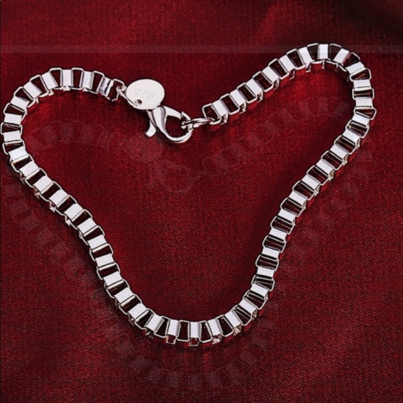 STERLING SILVER BOX CHAIN LINK NECKLACE BRACELET MATCHING SET - Picture 4 of 6